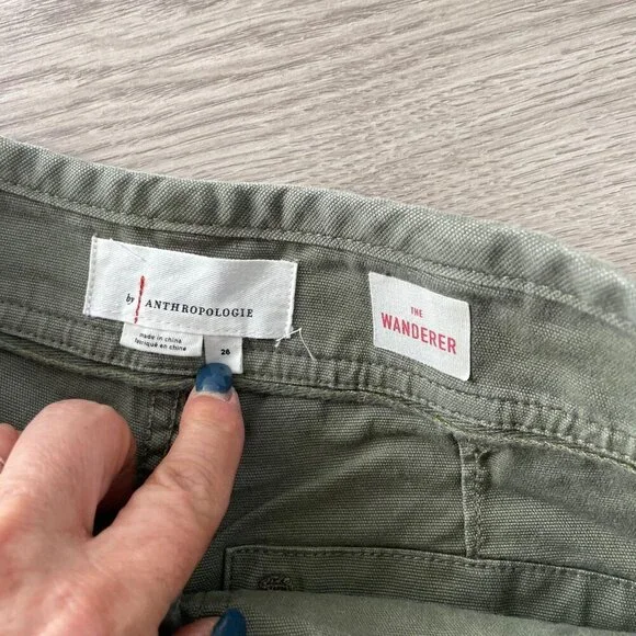 Anthropologie Pilcro Wanderer Utility Pants Women's Size 26 Green Camping Hiking - Picture 6 of 14